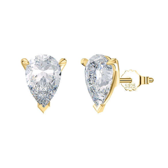 Wholesale Women's S925 Sterling Silver Geometric Water Drop Shaped Electroplated Zircon Earrings