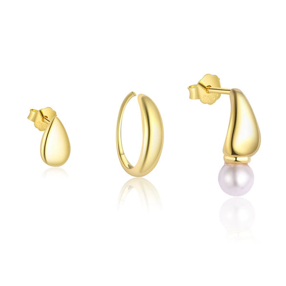 Wholesale Women's S925 Sterling Silver Geometric Water Drop Vintage Earrings With Electroplating