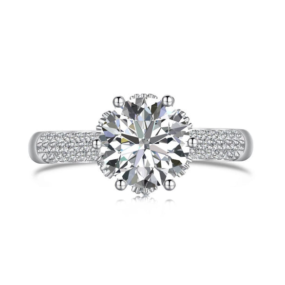 Wholesale Women's S925 Sterling Silver Geometric Water Drop Zircon Ring With Electroplating Design