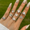Wholesale Women's S925 Sterling Silver Geometric Water Drop Zircon Ring With Electroplating Design