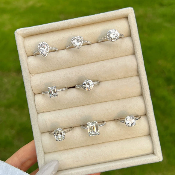 Wholesale Women's S925 Sterling Silver Geometric Water Drop Zircon Ring With Electroplating Design