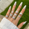 Wholesale Women's S925 Sterling Silver Geometric Water Drop Zircon Ring With Electroplating Design