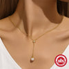 Wholesale Women's S925 Sterling Silver Geometric Y Shaped Clavicle Chain With Pearl And Electroplating Design