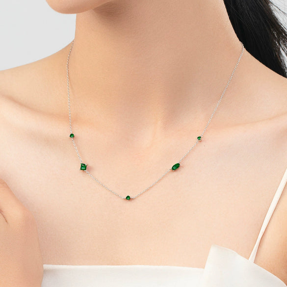 Wholesale Women's S925 Sterling Silver Geometric Zircon Clavicle Cross Chain Necklace