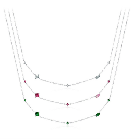 Wholesale Women's S925 Sterling Silver Geometric Zircon Clavicle Cross Chain Necklace