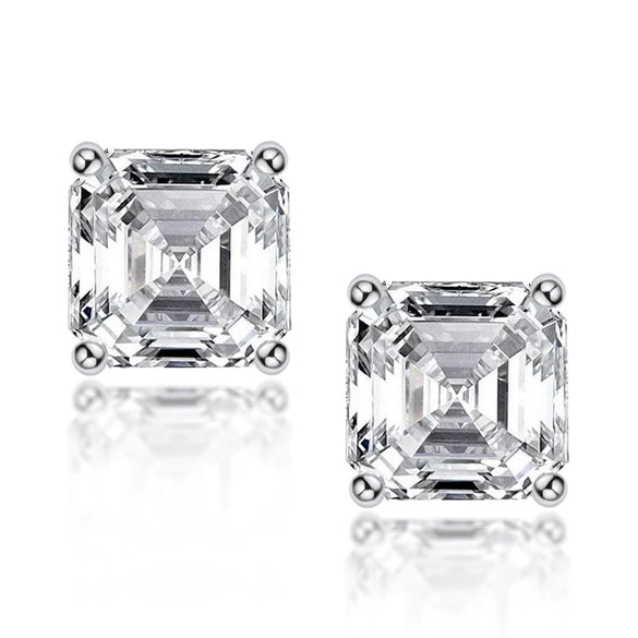 Wholesale Women's S925 Sterling Silver Geometric Zircon Earrings Set With Diamonds Simple Style