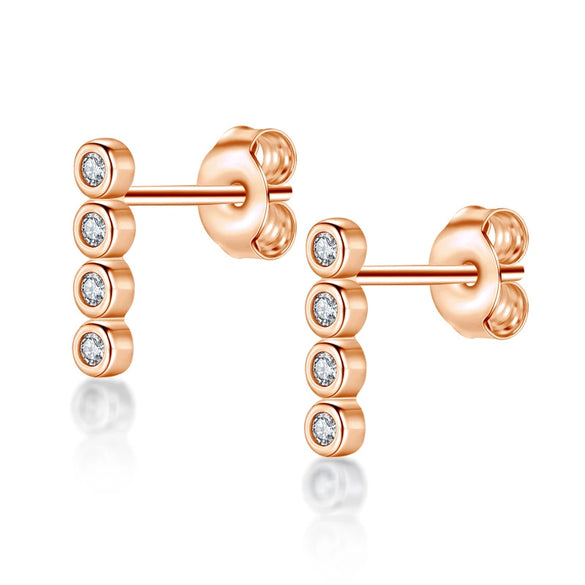 Wholesale Women's S925 Sterling Silver Geometric Zircon Earrings Set With Diamonds Simple Style