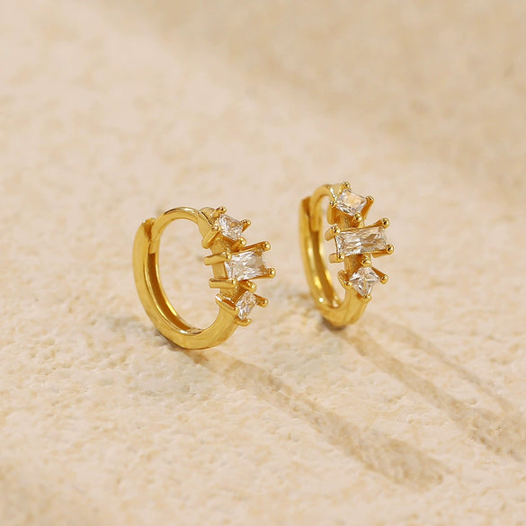 Wholesale Women's S925 Sterling Silver Geometric Zircon Earrings With Electroplating