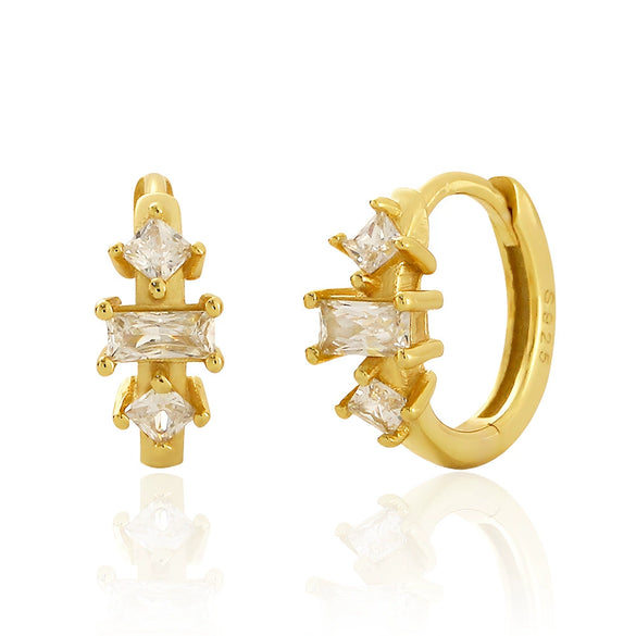 Wholesale Women's S925 Sterling Silver Geometric Zircon Earrings With Electroplating