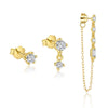 Wholesale Women's S925 Sterling Silver Geometric Zircon Earrings With Tassel And Light Luxury Design