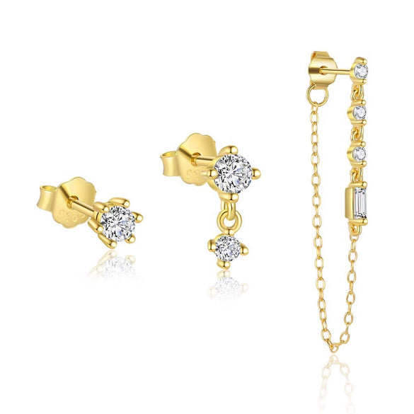 Wholesale Women's S925 Sterling Silver Geometric Zircon Earrings With Tassel And Light Luxury Design