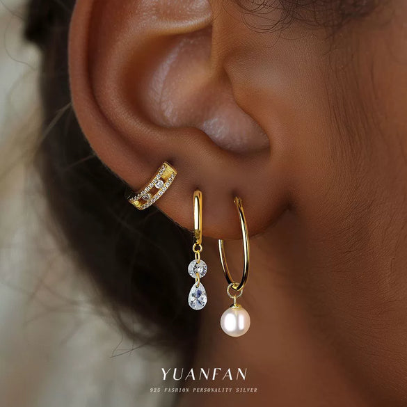 Wholesale Women's S925 Sterling Silver Geometric Zircon Earrings