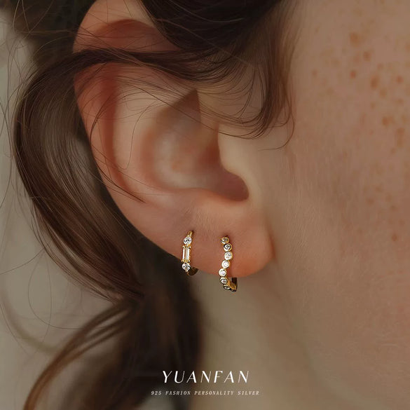 Wholesale Women's S925 Sterling Silver Geometric Zircon Fashion Earrings