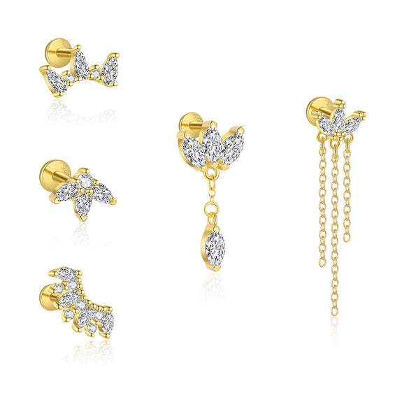 Wholesale Women's S925 Sterling Silver Geometric Zircon Tassel Fashionable Earrings