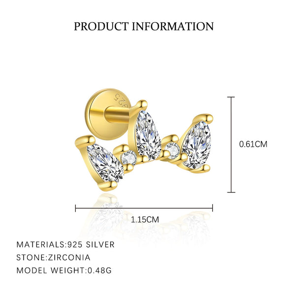 Wholesale Women's S925 Sterling Silver Geometric Zircon Tassel Fashionable Earrings