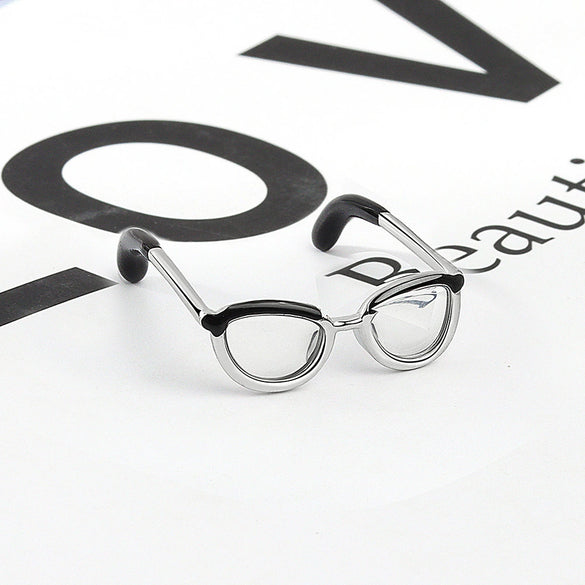 Wholesale Women's S925 Sterling Silver Glasses Frame Open Ring Adjustable Enamel Coloring Electroplated