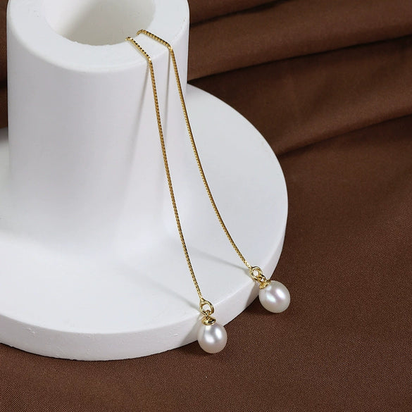Wholesale Women's S925 Sterling Silver Goldplated Alien Shape Natural Freshwater Pearl Baroque Earrings
