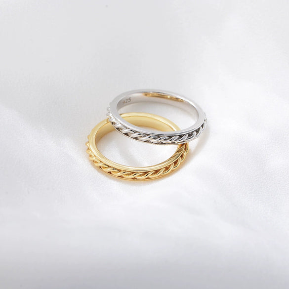 Wholesale Women's S925 Sterling Silver Goldplated Twist Geometric Ring