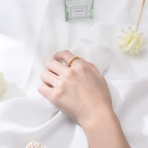 Wholesale Women's S925 Sterling Silver Goldplated Twist Geometric Ring