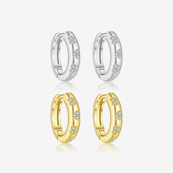 Wholesale Women's S925 Sterling Silver Heart Geometric Fashion Earrings With Platinum And 18K Gold Electroplating