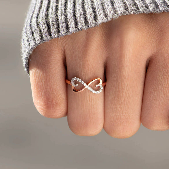 Wholesale Women's S925 Sterling Silver Heart Infinite Geometric Ring With Electroplating