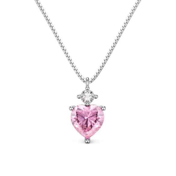 Wholesale Women's S925 Sterling Silver Heart Pendant Necklace With Diamond Embellishment And Electroplating Design