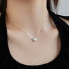 Wholesale Women's S925 Sterling Silver Heart Shape Clavicle Chain Necklace With Electroplating Design