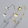 Wholesale Women's S925 Sterling Silver Heart Shape Geometric Open Bracelet Jewelry With Electroplating
