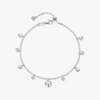 Wholesale Women's S925 Sterling Silver Heart Shape Imitation Diamond Tassel Pendant Bracelet