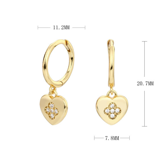 Wholesale Women's S925 Sterling Silver Heart Shaped Inlaid Zircon Stud Earrings