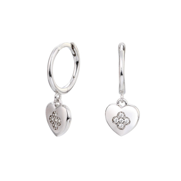 Wholesale Women's S925 Sterling Silver Heart Shaped Inlaid Zircon Stud Earrings