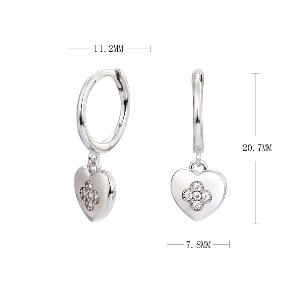 Wholesale Women's S925 Sterling Silver Heart Shaped Inlaid Zircon Stud Earrings