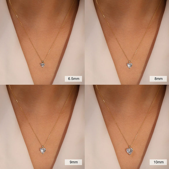 Wholesale Women's S925 Sterling Silver Heart Zircon Threeclaw Necklace With Electroplating And O Word Chain