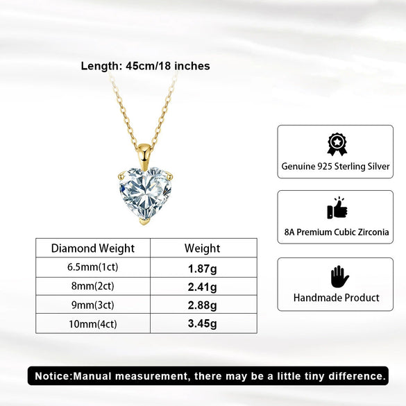 Wholesale Women's S925 Sterling Silver Heart Zircon Threeclaw Necklace With Electroplating And O Word Chain