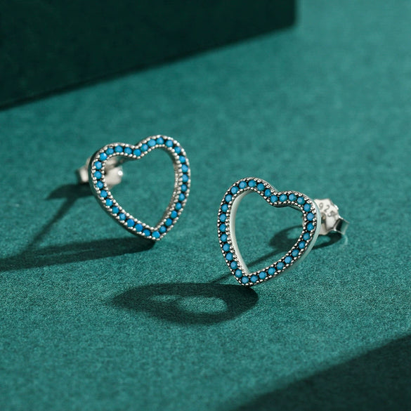 Wholesale Women's S925 Sterling Silver Heartshaped Carved Microinlay Cute Simple Highend Sense Imitation Allergy Earrings