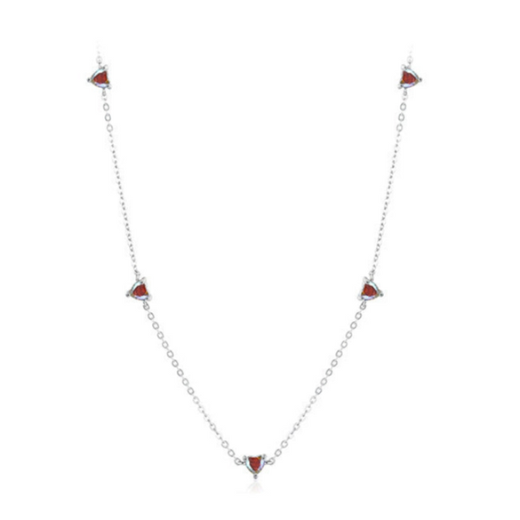 Wholesale Women's S925 Sterling Silver Heartshaped Colorful Zircon Inlaid Clavicle Chain Jewelry