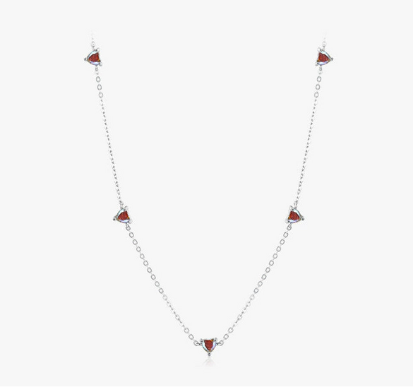 Wholesale Women's S925 Sterling Silver Heartshaped Colorful Zircon Inlaid Clavicle Chain Jewelry