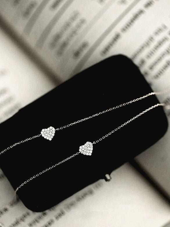Wholesale Women's S925 Sterling Silver Heartshaped Diamond Love Bracelet