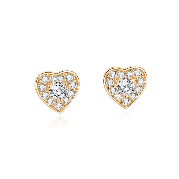 Wholesale Women's S925 Sterling Silver Heartshaped Diamond Zircon Earrings With Electroplating Classic Love Style