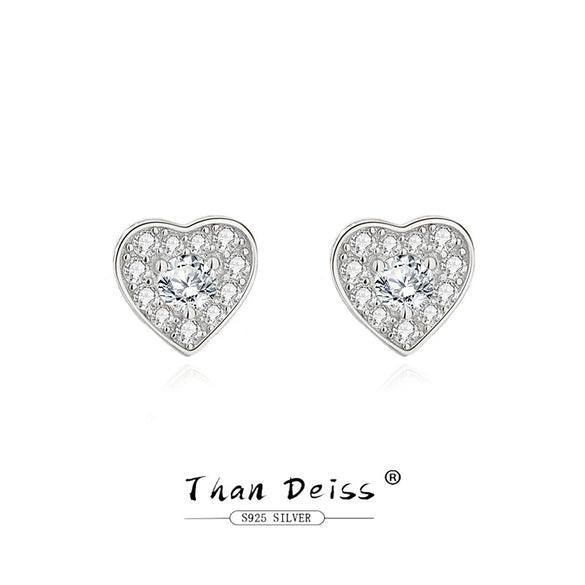 Wholesale Women's S925 Sterling Silver Heartshaped Diamond Zircon Earrings With Electroplating Classic Love Style