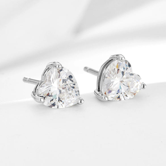 Wholesale Women's S925 Sterling Silver Heartshaped Diamonddesigned Earrings