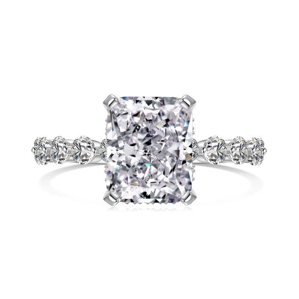 Wholesale Women's S925 Sterling Silver Heartshaped Light Luxury Geometric Electroplated Ring With High Carbon Diamond