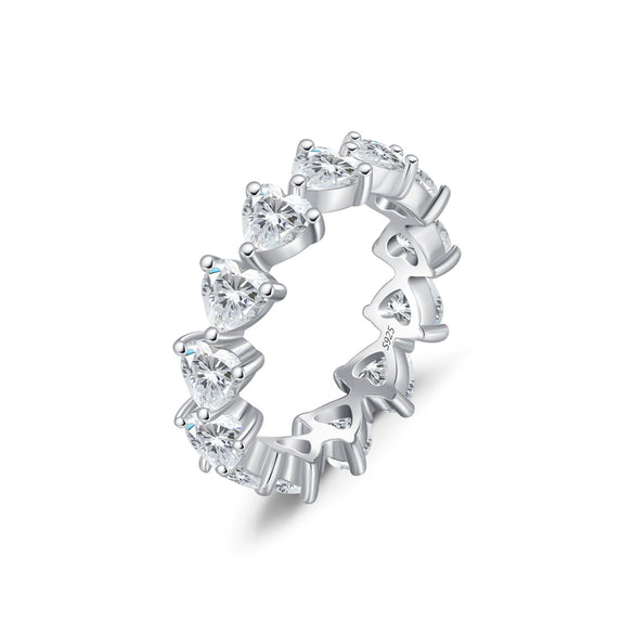 Wholesale Women's S925 Sterling Silver Heartshaped Love Diamond Ring