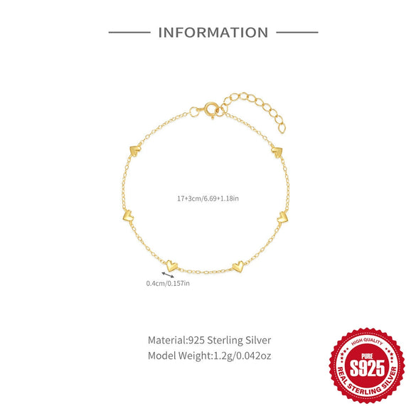 Wholesale Women's S925 Sterling Silver Heartshaped Love Fold Wear Bracelet With Electroplating Treatment