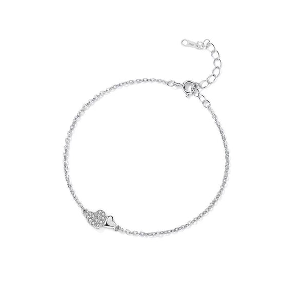 Wholesale Women's S925 Sterling Silver Heartshaped Microinlay Bracelet Simple And Fashionable