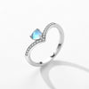 Wholesale Women's S925 Sterling Silver Heartshaped Moonstone Arrow Ring With Zircon Inlay