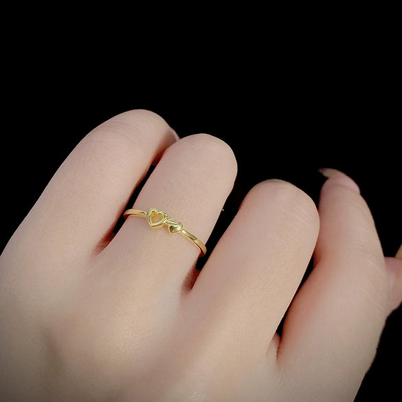 Wholesale Women's S925 Sterling Silver Heartshaped Plain Stacked Ring Electroplated