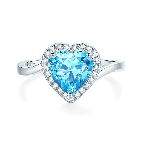 Wholesale Women's S925 Sterling Silver Heartshaped Ring Set With Diamonds Simple Luxury Style