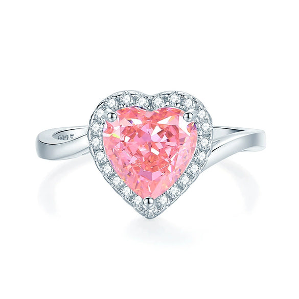 Wholesale Women's S925 Sterling Silver Heartshaped Ring Set With Diamonds Simple Luxury Style