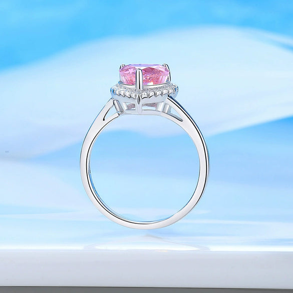 Wholesale Women's S925 Sterling Silver Heartshaped Ring Set With Diamonds Simple Luxury Style